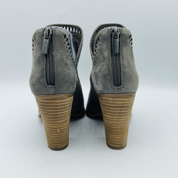Vince Camuto Boots Womens Size 8 Gray Suede Leather Zip Ankle Heel Booties - Picture 7 of 11